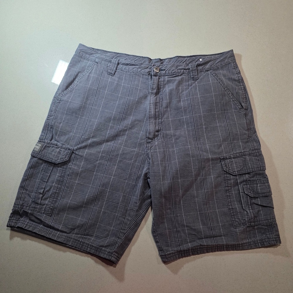 Wrangler‎ Originals Mens Gray Plaid Cargo Shorts Size 38 60ORB0V Cotton Casual